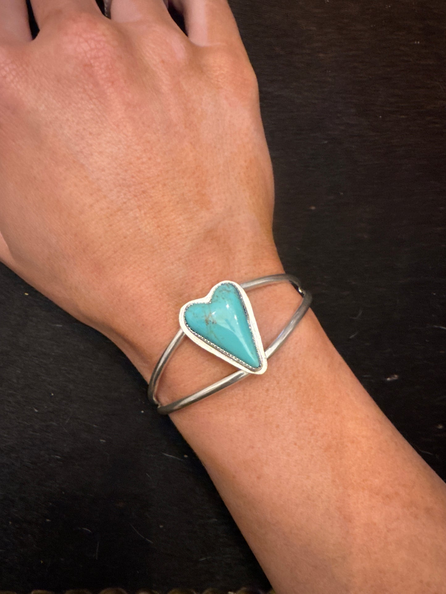 Turquoise heart cuff