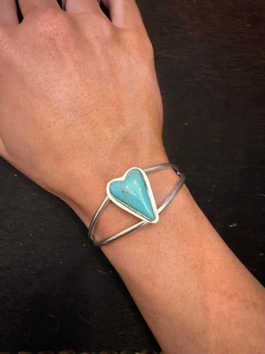 Turquoise heart cuff