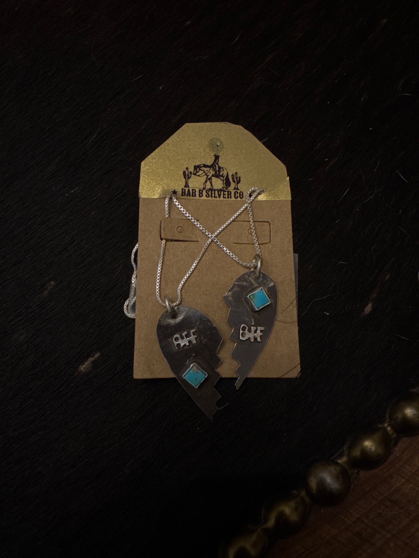 BFF turquoise heart necklaces